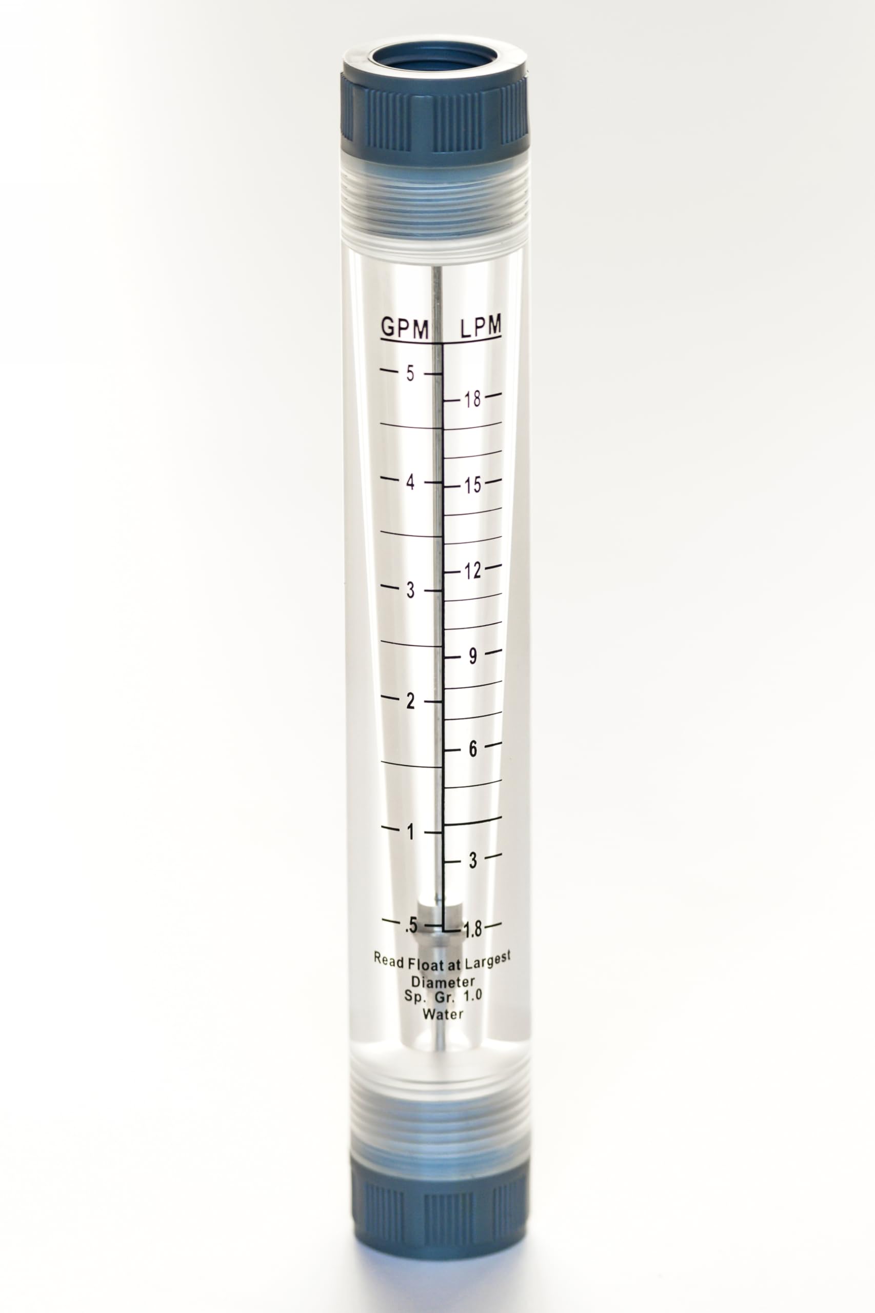 LZM-15G Débitmètre à flotteur à tube pour mesure de liquides (eau) vertical G1/2, Ø 15mm, débit 1,8-18 l/min