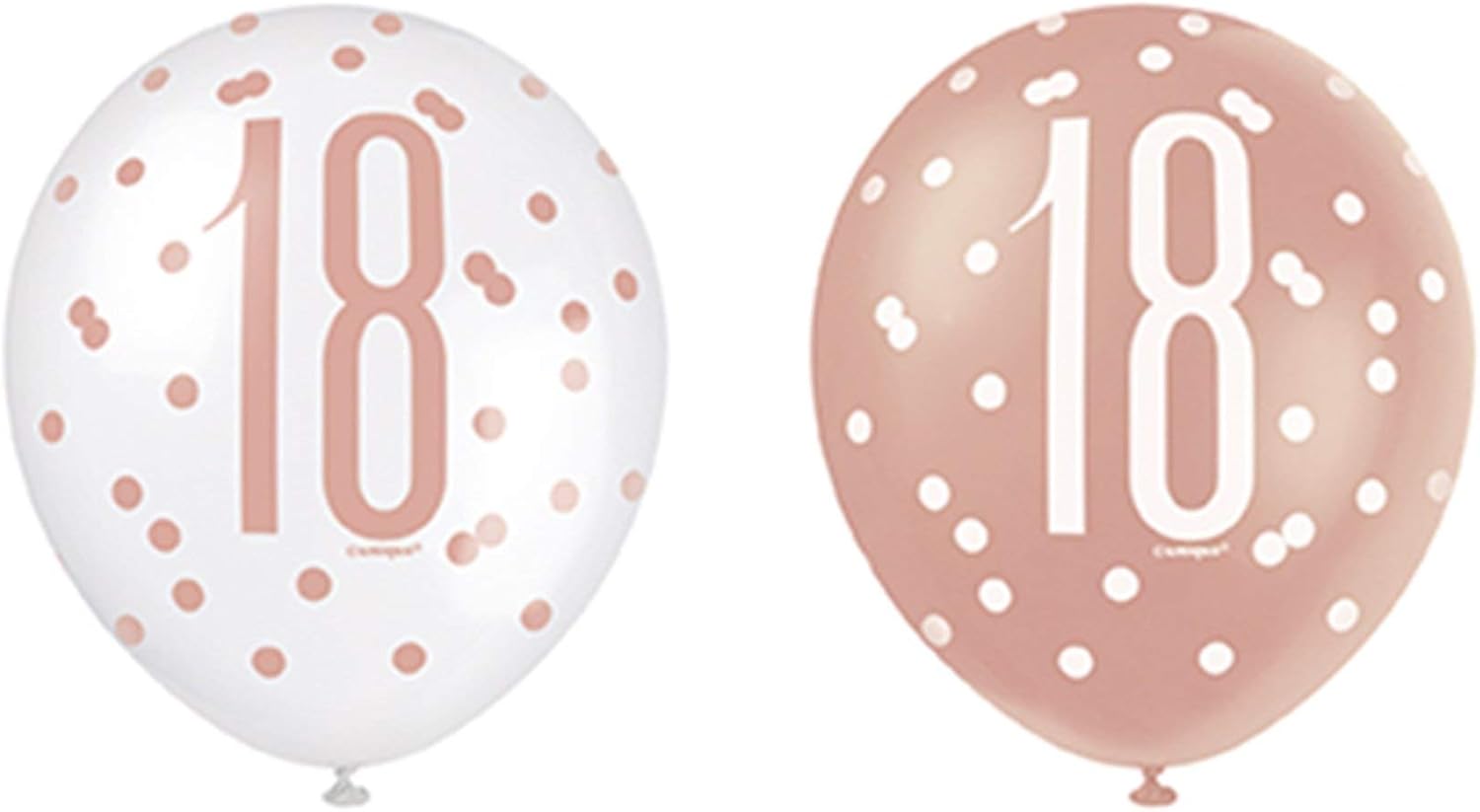 Unique 84915 Number Latex Balloons-12 | Rosegold | 6 Pcs, Rose Gold, Age 18