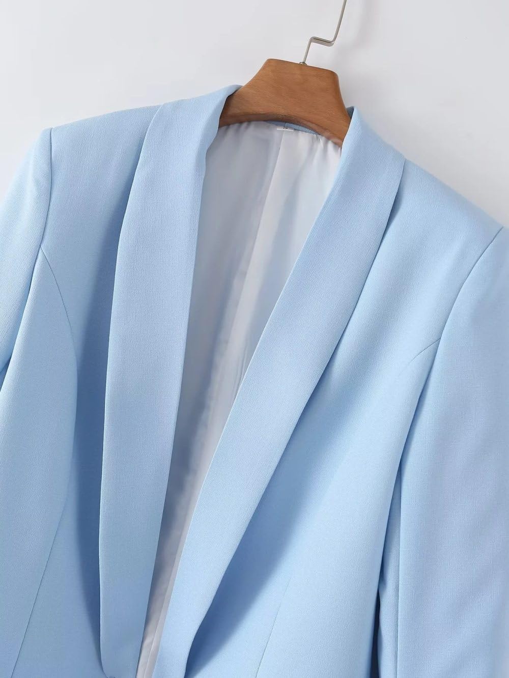 Cremefarbener 3/4 Blazer mit Gerüschten Ärmeln Für Damen, Schlichter Schal Revers Cardigan mit Offenem Vorderteil, Komplett Gefütterte Anzugjacke, Lässige Formelle Büroarbeit, Elegant