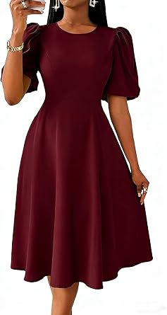AirZeal Vintage Formal Cocktail Midi Dress for Women Wedding Guest