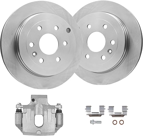Miniatura 20 de Detroit Axle - Rotores de freno de disco trasero + repuesto de pinza de freno de disco trasera izquierda para Acura TL Honda Element - Juego de 3