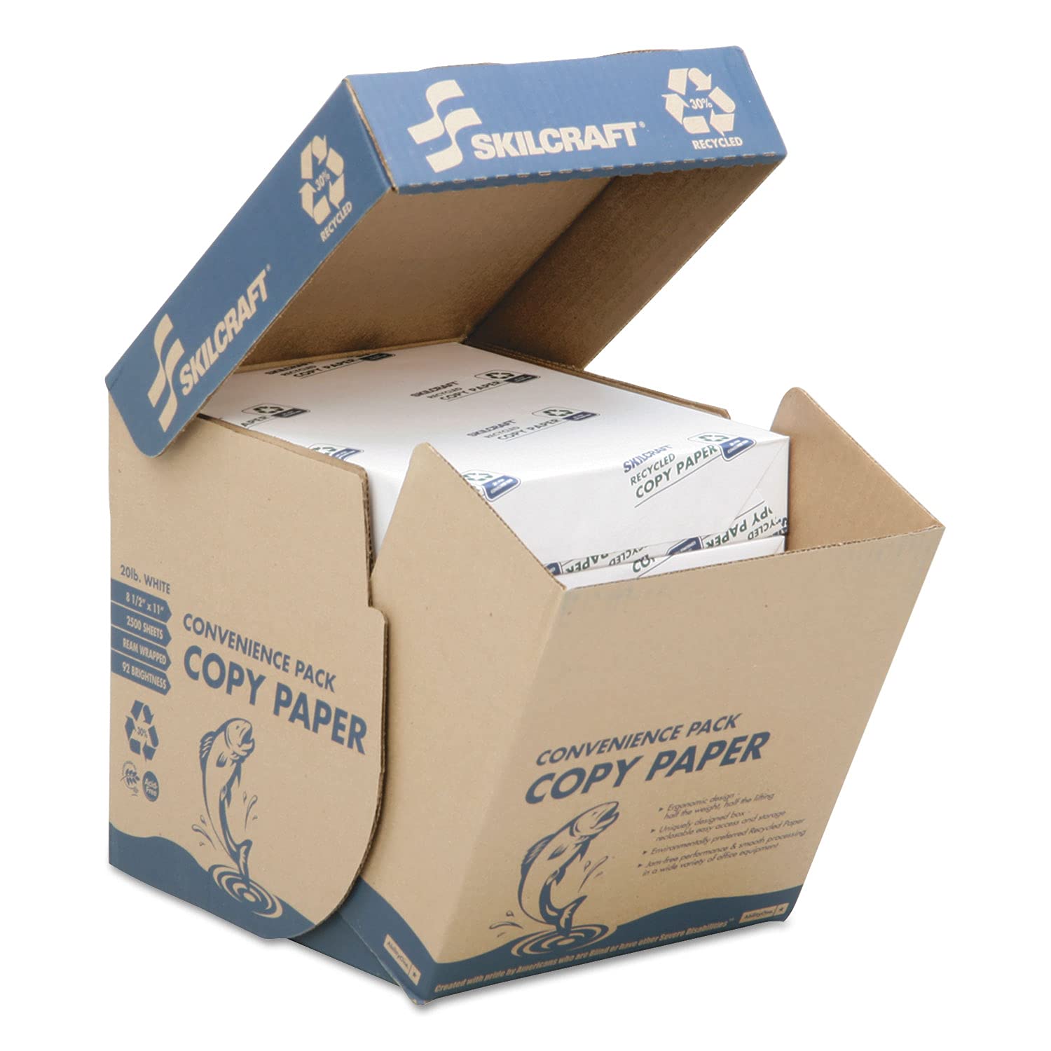 AbilityOne - 7530015623259-30% Post-Consumer Recycled Convenience Copy Paper - Ream Wrapped - 5 Reams/BX - 2500 units