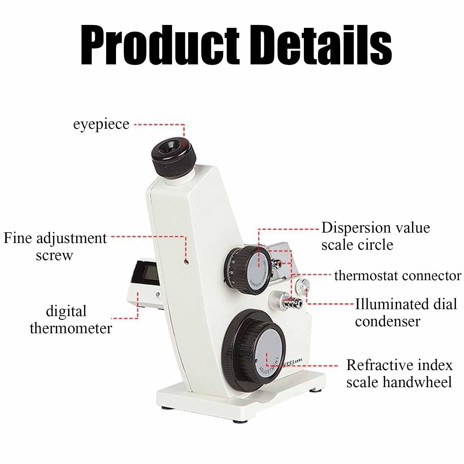 Abbe-Refraktometer, digitales monokulares Refraktometer, Tischrefraktometer, professionelles monokulares Labor-Refraktometer
