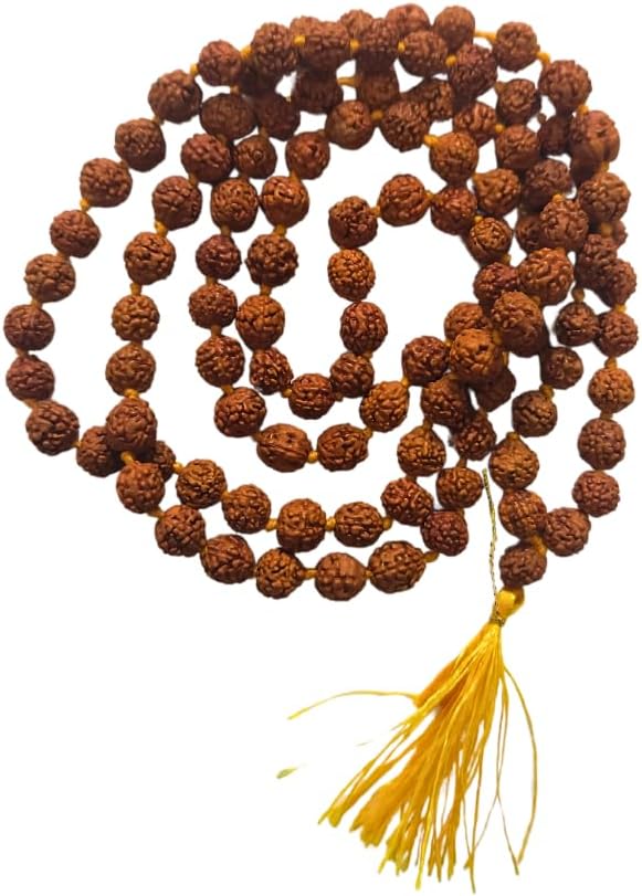5 Panch Mukhi Rudraksha Jaap Mala Original with Certificate (108) 6 mm Beads for Pooja Astrology Unisex Meditation Protection
