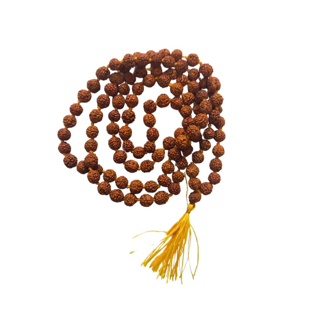 Enchanting Krystals 5 Panch Mukhi Rudraksha Jaap Mala Original with Certificate (108) 6 mm Beads for Pooja Astrology Unisex Meditation Protection-image-5