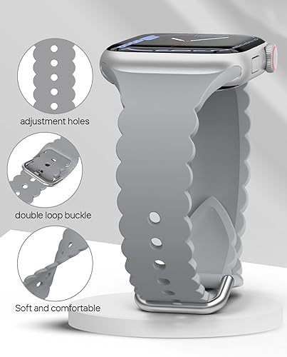 Miniatura 7 de Sunnywoo Correa de silicona de encaje compatible con correas de Apple Watch de 1.496 in, 1.575 in, 1.614 in, 1.732 in, 1.654 in, 1.772 in y 1.929