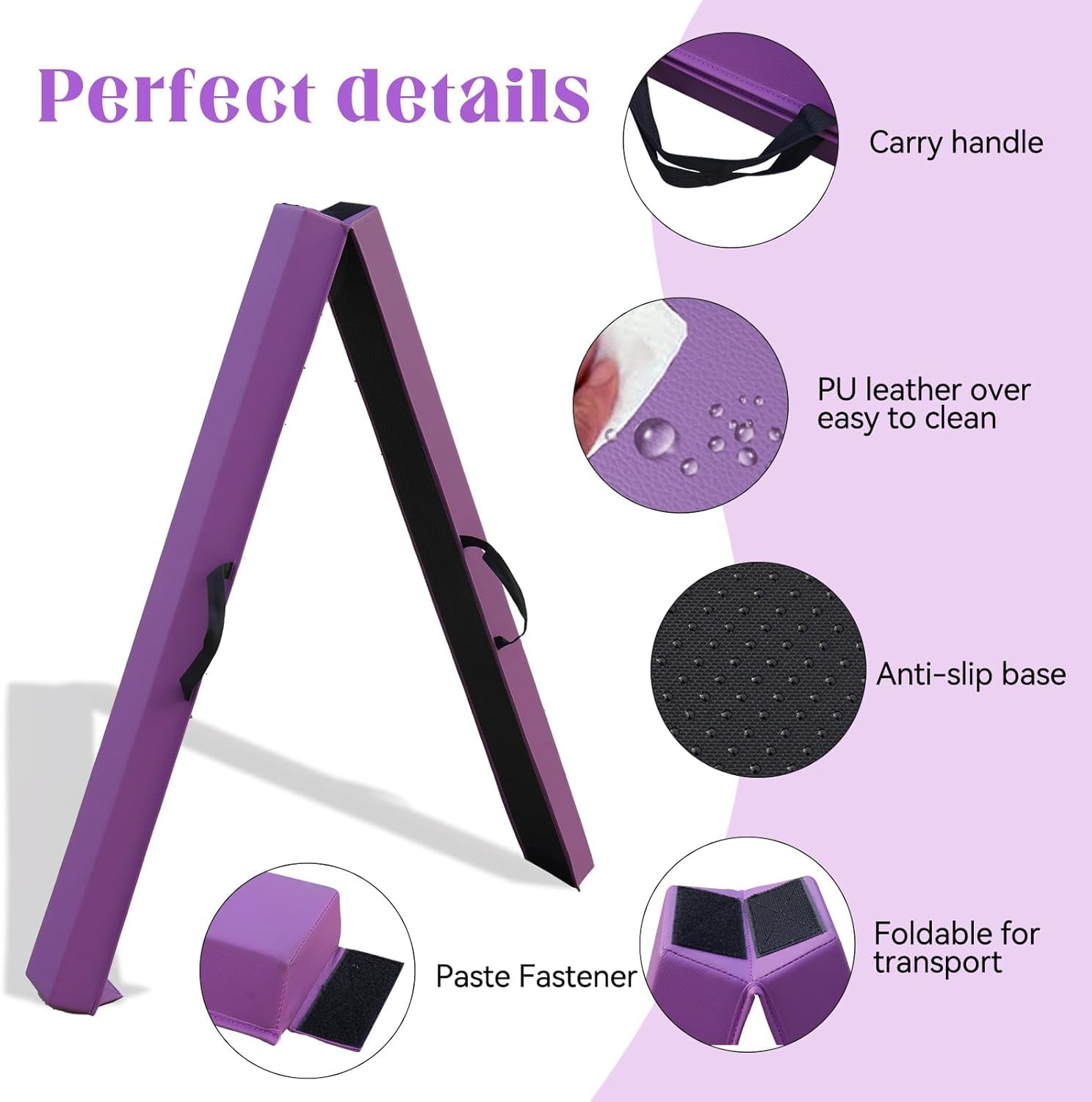 schwebebalken Kinder Schwebebalken klappbar Balken Gymnastik 240/270/300cm PU Leder schwebebalken für zuhause balancierbalken Balance Beam Training Beam für Kinder, Fitness/Training/Turnen