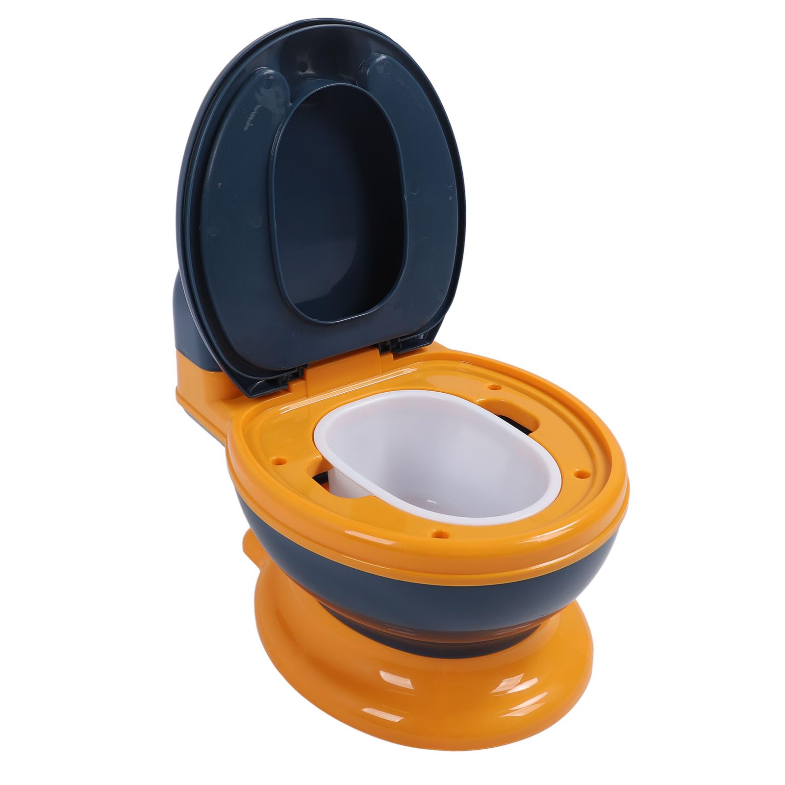 Drfeify Toilette per Bambini, Vasino per Bambini in PP con Paraspruzzi, Ciotola Rimovibile, Serbatoio per Stoccaggio di Fazzoletti, Base Antiscivolo per Toilette per Neonati e Ragazze (blu giallo)