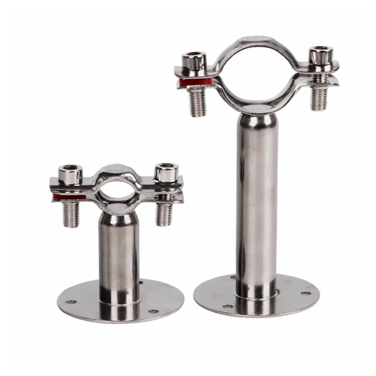 AARTERZZA 1PCS 12mm-89mm Tube O/D Stainless Steel Pipe Clamp Clip Support Bracket with Base Plate Pole Length 50mm/100mm/150mm(38-40mm L100mm)