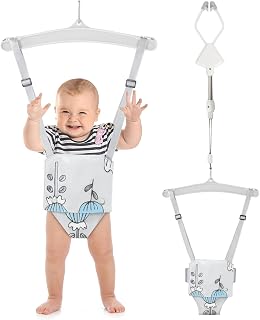 Doorway Jumper for Indoor Baby Door Jumper Swing，Door Jumper Baby Johnny Jump Up Doorway Swing for Infant Gift, Portable and Easy to Use Light Gray