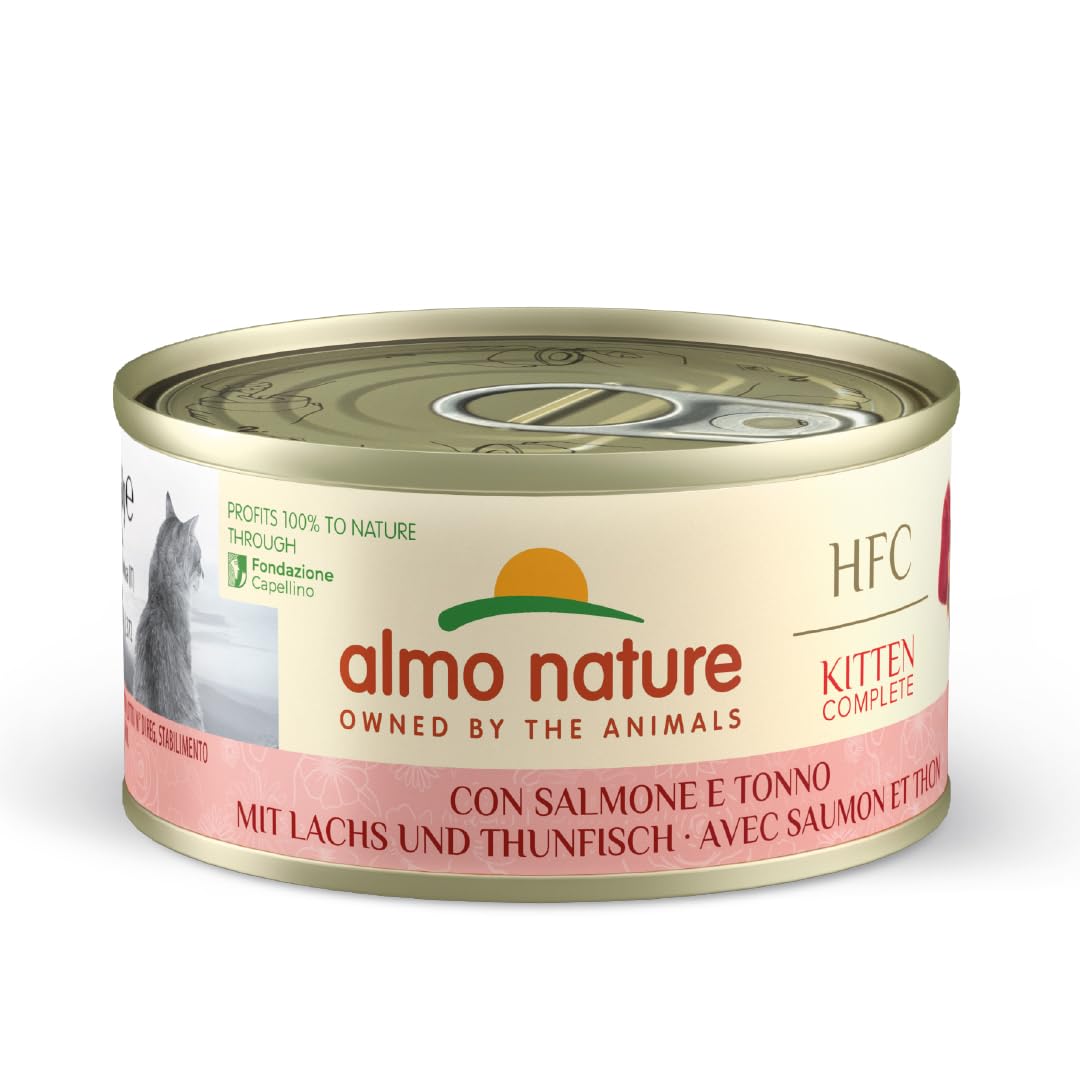 almo nature HFC Kitten - Nourriture Humide pour Chatons - Saumon et Thon - 70 g x 24 Boîtes