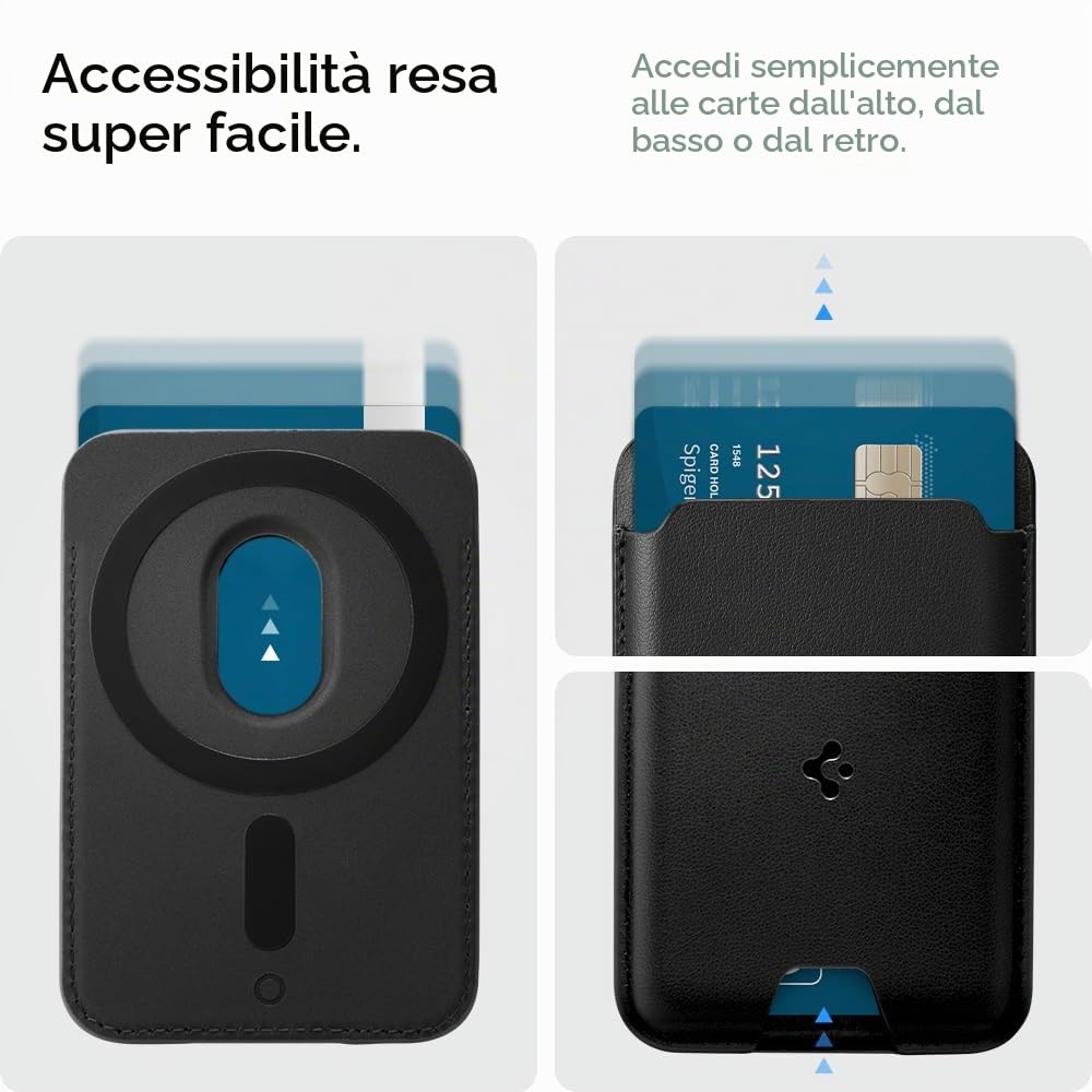 Spigen Valentinus MagFit Portafoglio MagSafe Wallet Magnetico Portacarte Compatibile con iPhone 17/16/15/14/13/12 Modelle, Accessori MagSafe