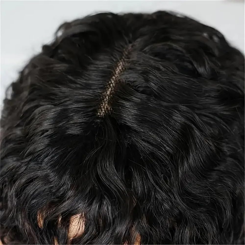 Parrucca Per Donna Parrucca corta Bob capelli umani con frangia 2x1 pizzo HD(10inches)