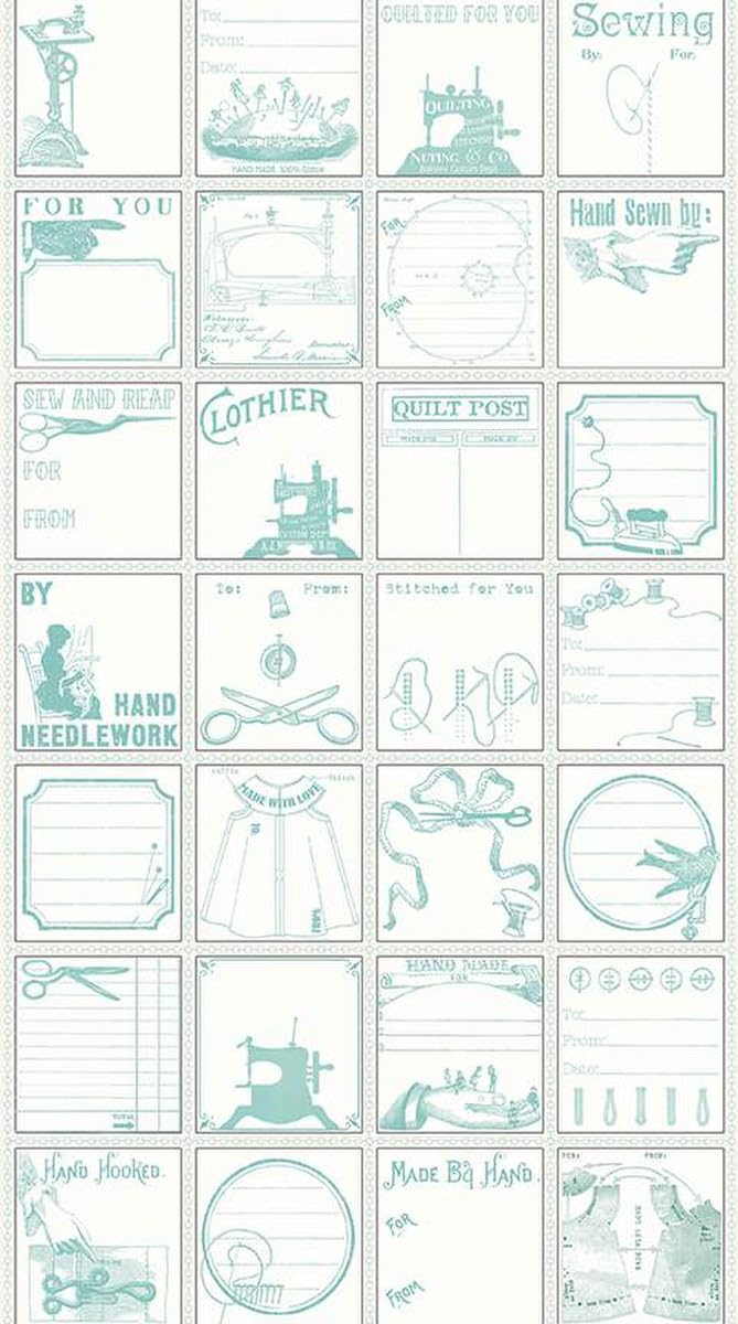 Riley Blake’s Assortment of Premium Quilting Fabric Panels, Perfect for Quilting, Apparel, DIY Crafting, and Home Decor (J. Wecker Frisch Quilt Labels Aqua)