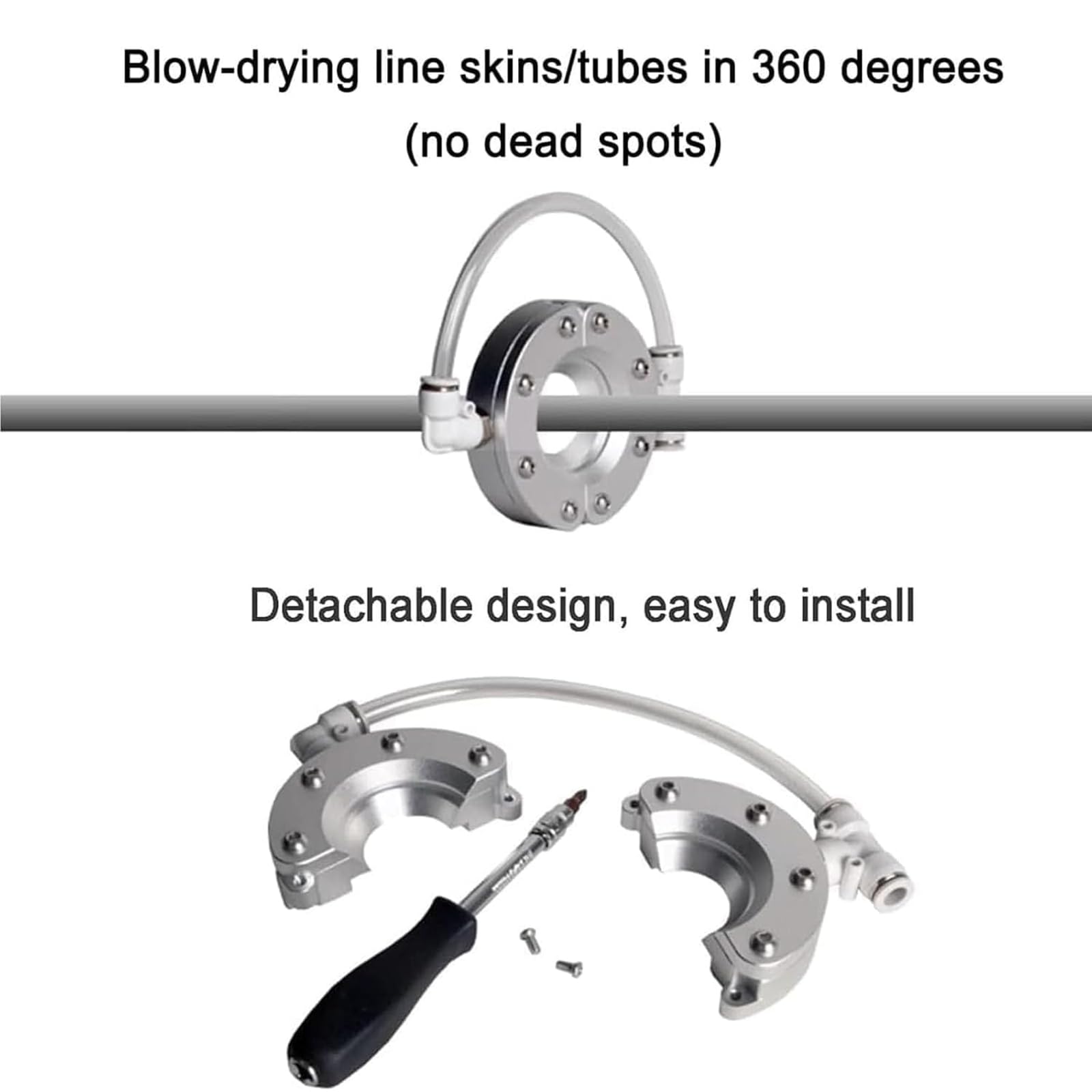 Soffiatore Ad Anello in Lega di Alluminio con Lama Ad Anello E 2 Ingressi Daria, Installazione Separata, Flusso Daria Uniforme, Pulizia Ad Alta velocità per Inner Diameter 32mm