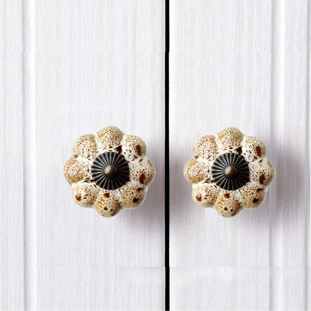 OLAYA Cabinet Knobs 18 Pack Glazed Ceramic Knobs with Pumpkin Shape for Decor Door Pull Handle for Vintage Cabinet Drawers Closets Cupboard(Pumpkin White)