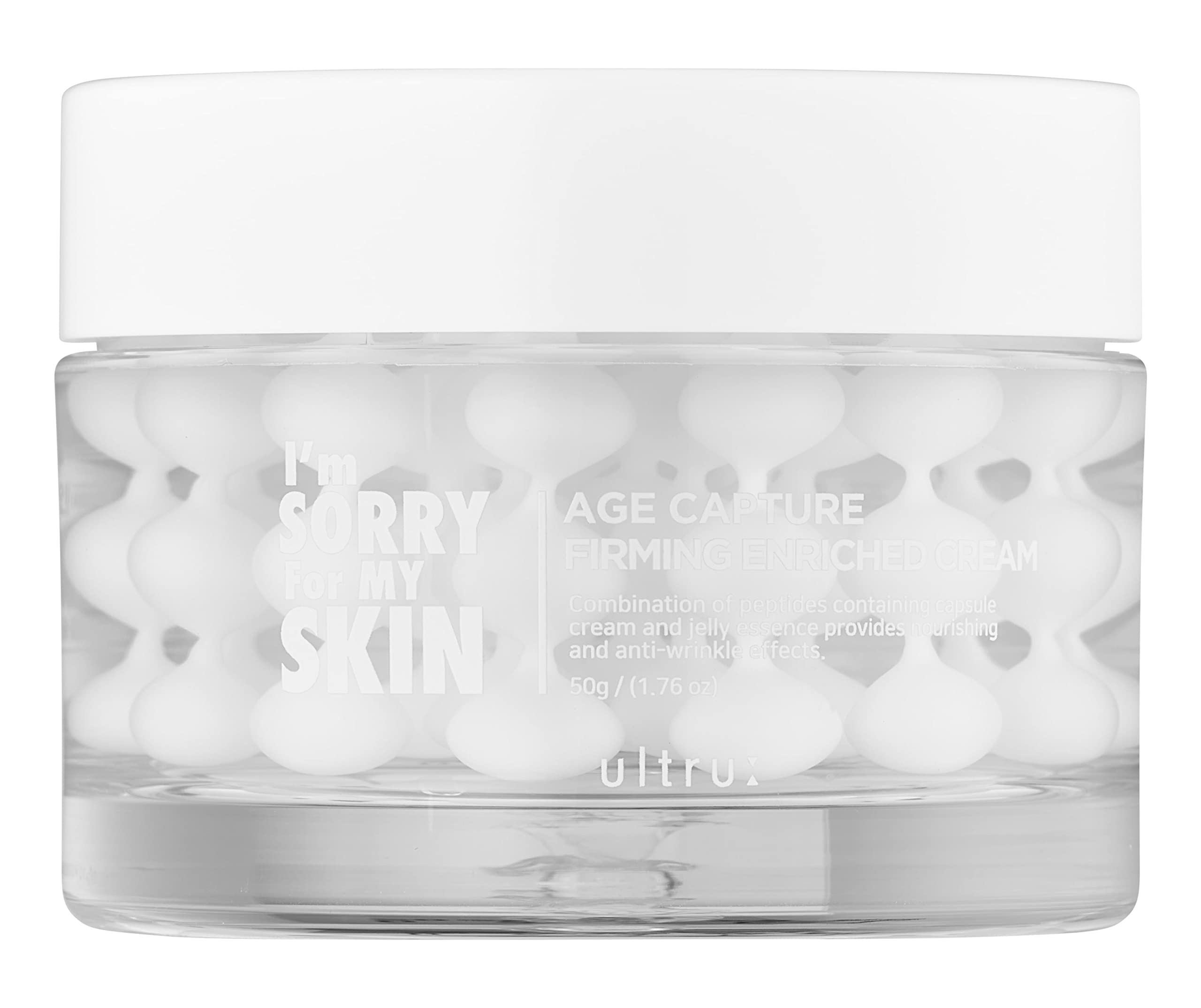 I'M SORRY FOR MY SKIN Age Capture Facial Cream, Korean Skin Care Moisturizer for Face and Neck with Hyaluronic Acid, Anti-Aging, Wrinkle Gel-Cream for Women (White - Firming Enriched Cream, 1.76 oz)