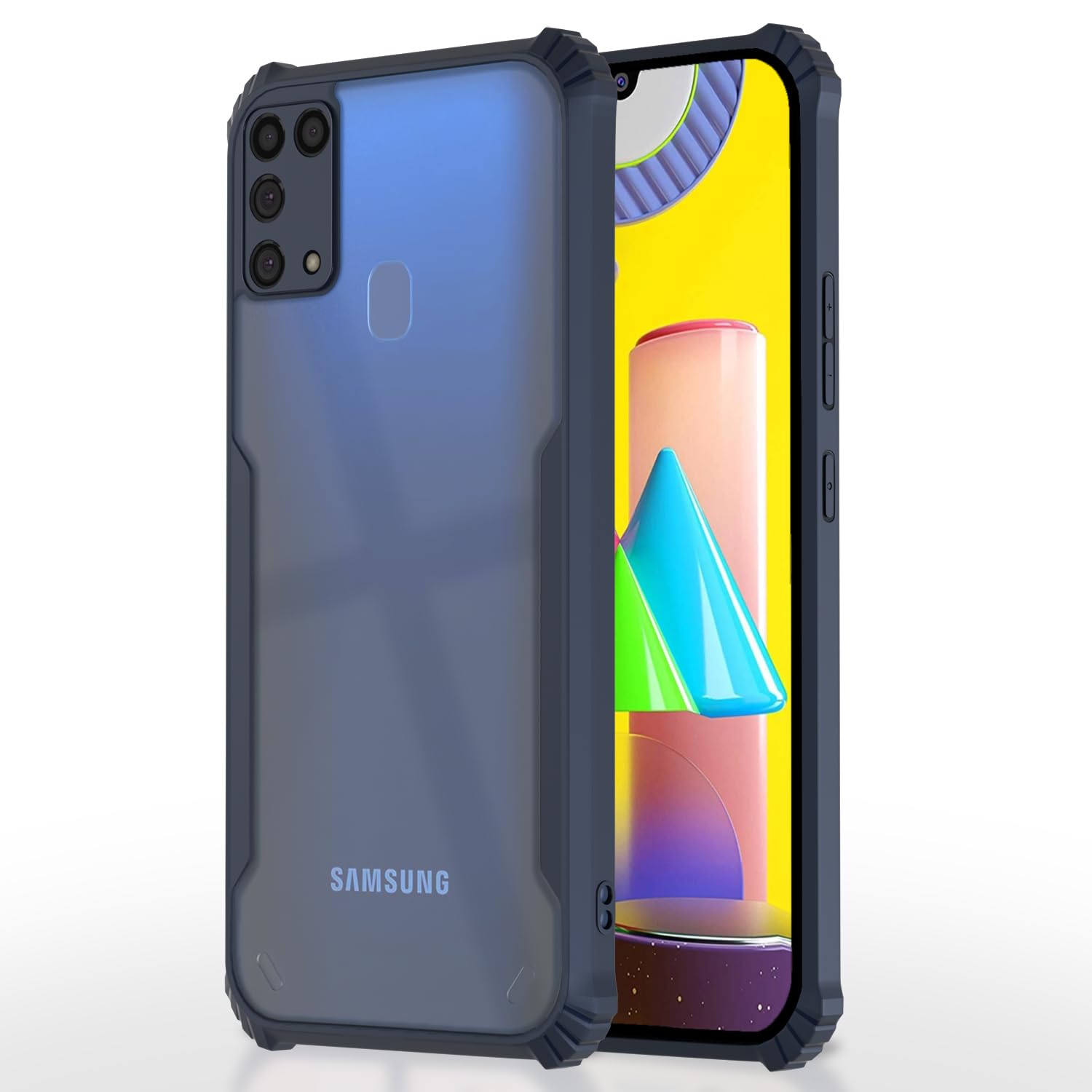 Amazon Basics Back Cover for Samsung Galaxy M31 Prime / M31 / F41 | Crystal Clear Transparent Back | Ultra Hyrbid | Full Camera Protection | Raised Edge | Bumper Cover (Blue)