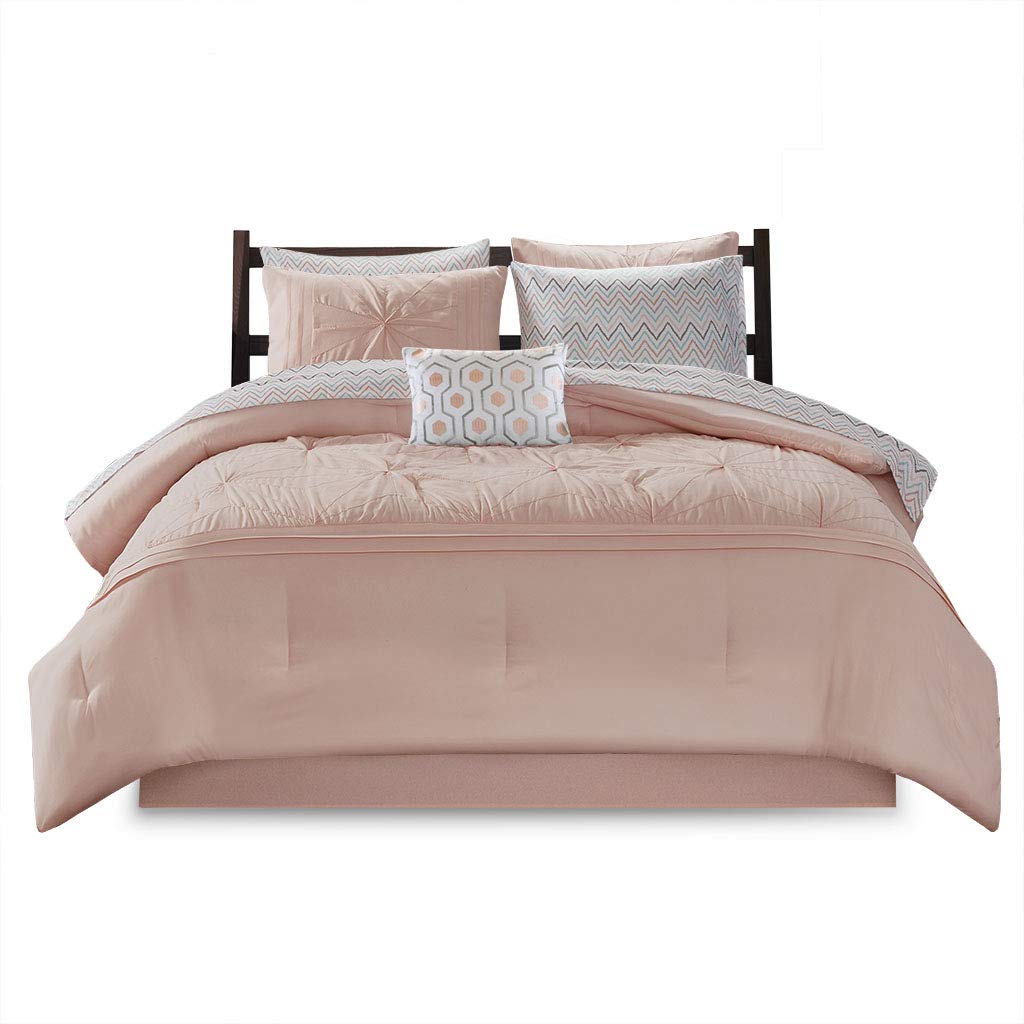 Intelligent Design Toren Complete Bag Tufted Embroidered Comforter with Sheet, Season Bedding Set, Twin, Pink