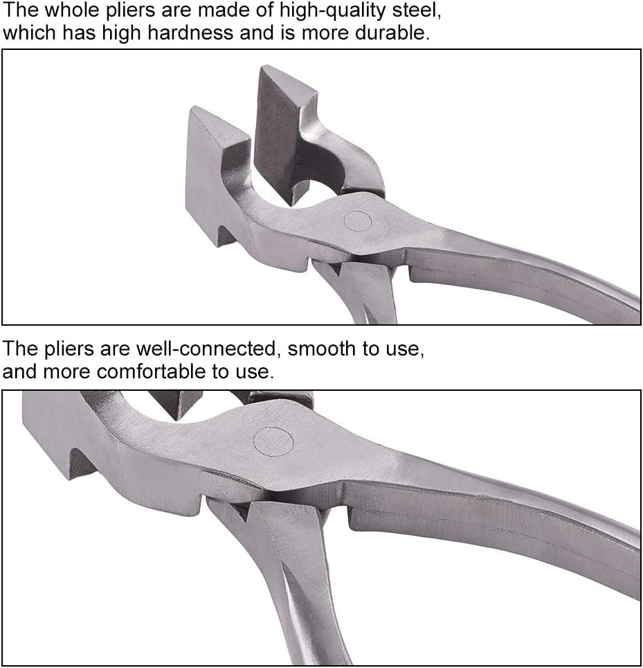 PH PandaHall Leather Craft Flatten Pliers, Straight Head Edge Adjustment Press Clamp, Cutting Side Snips Flush Nipper for Leather Belt and Bag