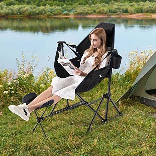 Tangkula Hammock Camping Chair, Portable Camp Chair With Retractable Footrest, Adjustable Back, Headrest, Cup Holder & Carry Bag, Outdoor Folding Lawn Chair For Camping, Fishing, Hiking #TOP1