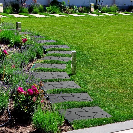 Garden of Eden - Tuintegels - Vlonder - Vlondertegel - Terrastegels Kunststof - Grijs - Steenpatroon 28x28CM - 4 Tegels voor op Balkon, Terras, Tuin etc. - Image 4