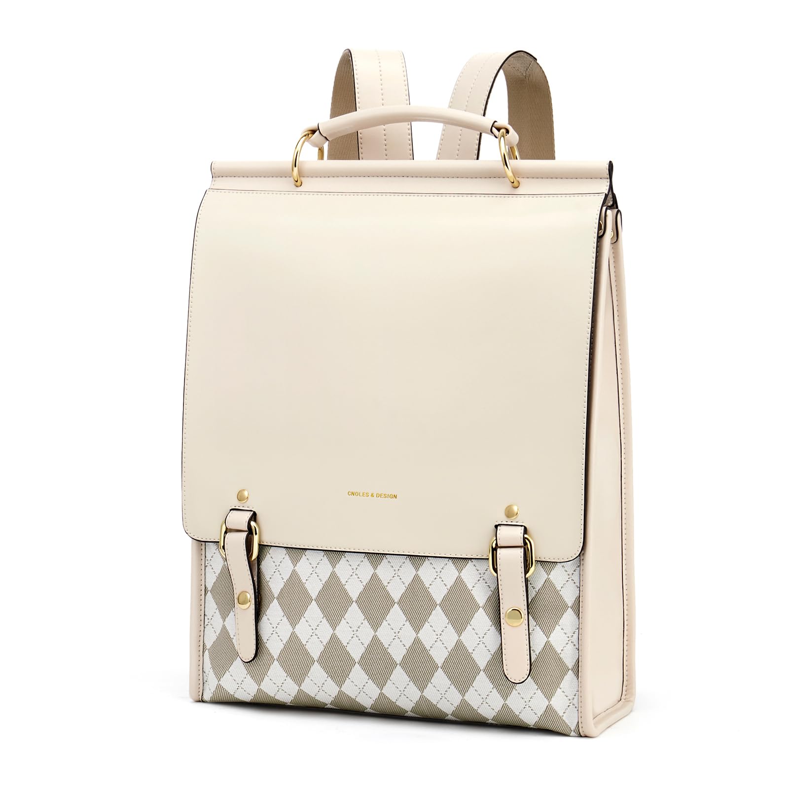 Cnolés - Mochila de piel para mujer, elegante, impermeable, para mujer, antirrobo, para mujer, mochila de piel antirrobo, para mujer, para ordenador portátil, Beige-3268, large, Elegante