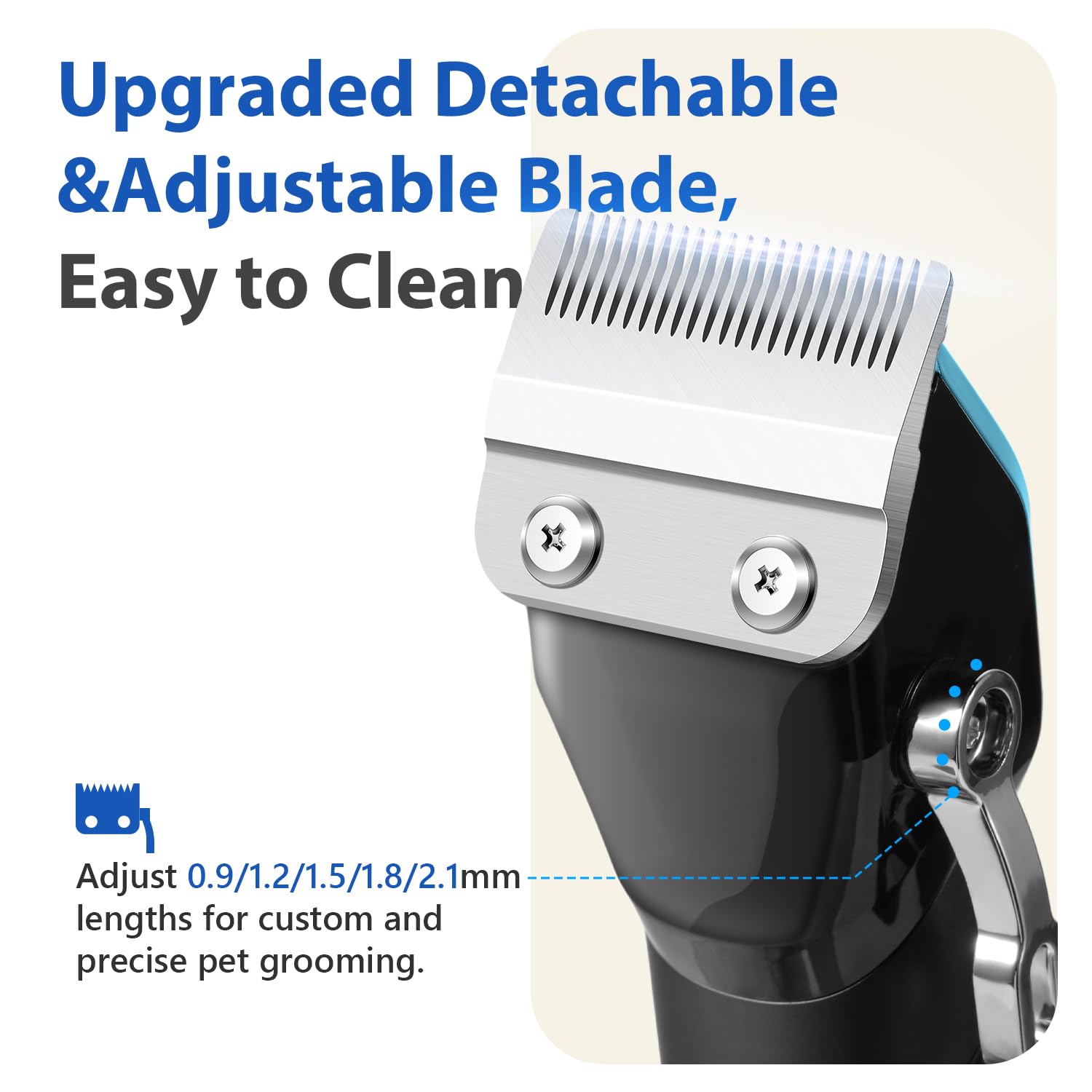 Hundeschermaschine 3 in1 Set,Schermaschine Hund Haarschneidemaschine für Dichtes Verfilztem Fell,Hunderasierer und Pfotentrimmer für Hunde und Katzen,Blau Professionelles