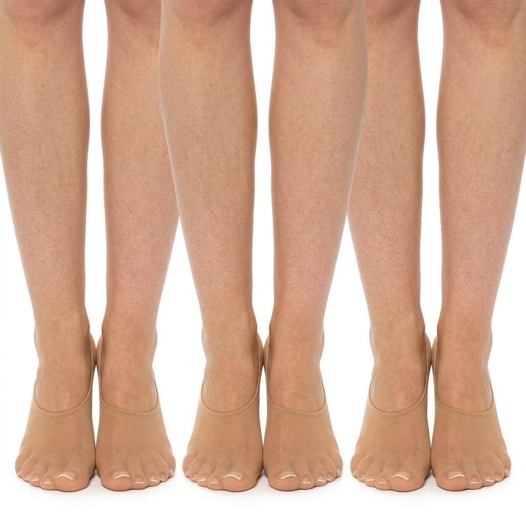 A2z Women's Nude 3 Pack 15 Denier Sheer Footlet Socks Invisible Low Cut Liner Hosiery - Socks Lds 1464 3 Pack 4-8