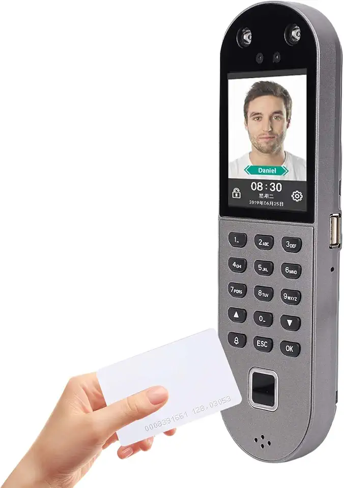 Relógio de Ponto Biométrico, de Atendimento Com Reconhecimento de Impressão Digital Facial, Reconhecimento de Senha/cartão de Identificação Com Tela LCD de 2,4 Polegadas para (plugue da ue)