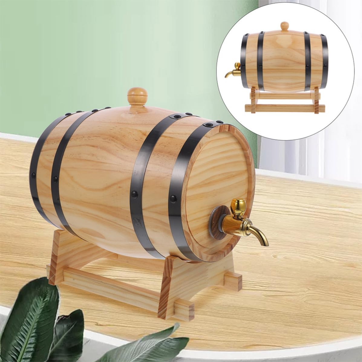 HEALLILY Barril de Madera para Cerveza y Vino con Grifo, Ecológico y Resistente, Adecuado para Mini Bar y Barra, Fabricado en Madera y Acero Inoxidable Color Aleatorio Varios Estilos