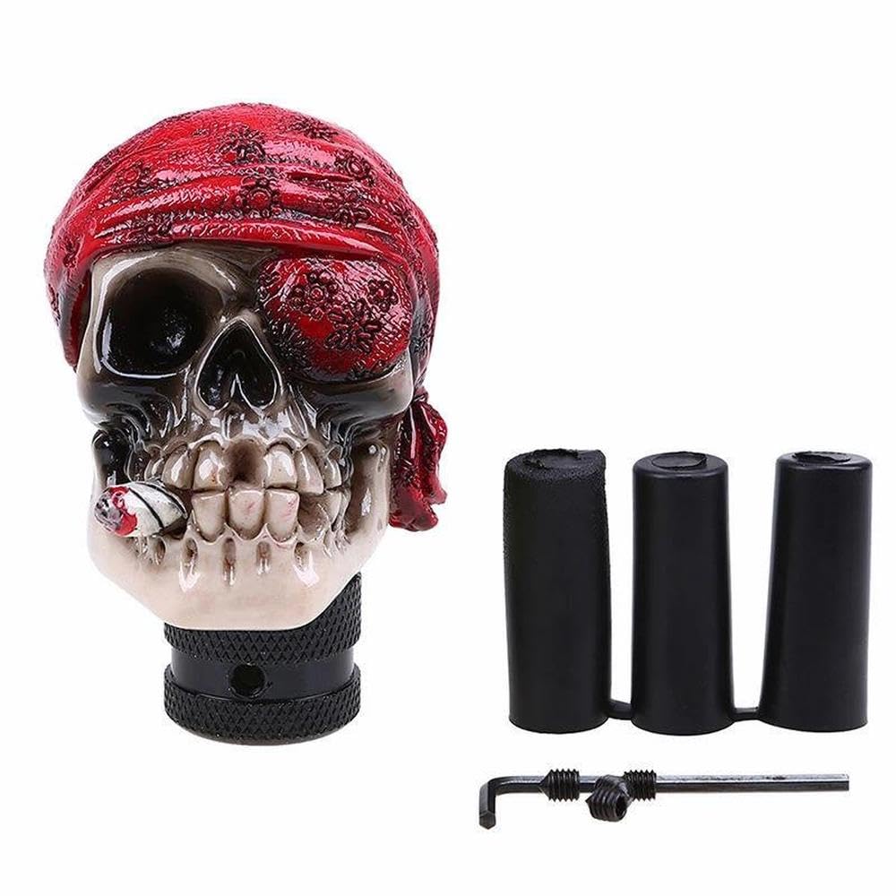 Hyasdbwe Red Car Manual Mt Gear Shift Lever Knob Shifter Skeleton Head Gear Shift Knob Car Replacement Parts Gear Shifter Parts(Red)