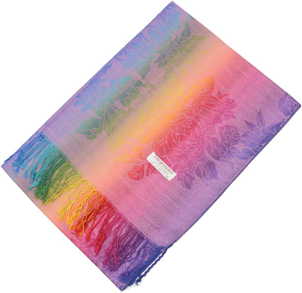 Colorful flowers Jacquard cotton pashmina Women Wrap Shawl tassels Scarves - Image 8