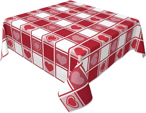 Miniatura 2 de Sunshineyan Mantel cuadrado para el día de San Valentín 60 x 60 pulgadas mantel de poliéster resistente a las manchas para fiestas cocina comedor