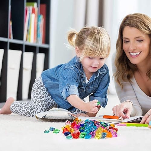 Miniatura 6 de SPRMUD - Juguetes de gemasdiamantes con cofre del tesoro de madera antigua pirata (70 gemas de hielo y 10 diamantes) para niñosniñasfiesta de