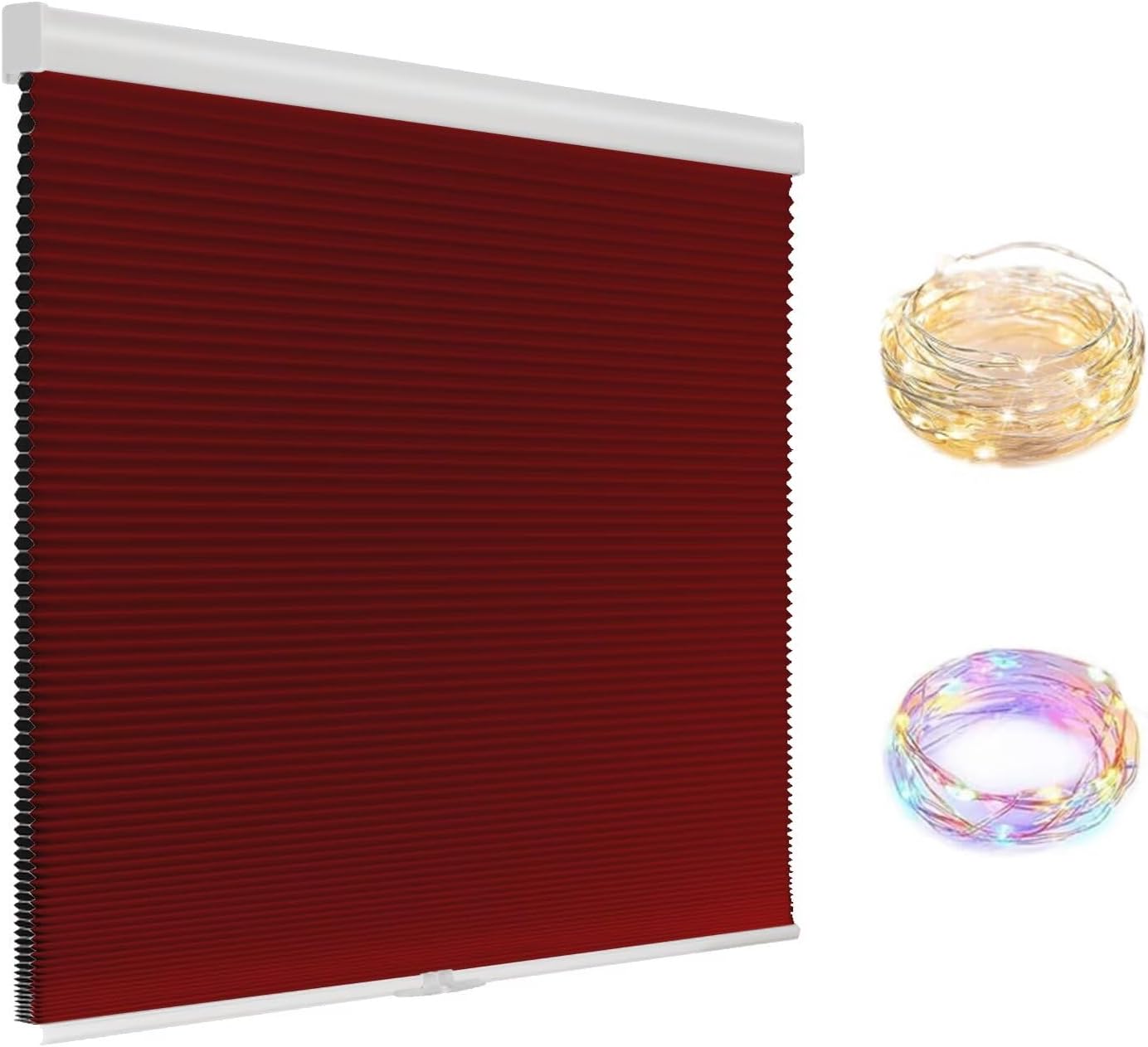 Blackout Cellular Shades Cordless Pull Down Cellular Blinds with LED Lights Thermal Insulated Honeycomb Room Darkening Blinds for Windows Easy to Install, 36" W×72" H, Grey