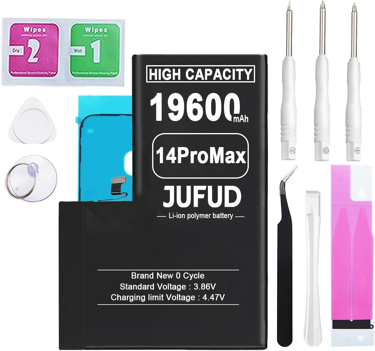 19600mAh Replacement Battery Used for iPhone 14 Pro Max - 0 Cycle Battery Compatible with Models A2894 A2651 A2893 A2895 with Full Repair Tool Kit