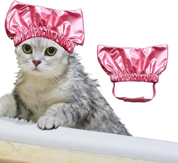 Pet Supplies Cat and Dogs Bathing Waterproof Cap,Pet Shower Caps, Waterproof Adjustable Long Rubber Band Pet Dog Earmuffs for Washing Cat, Gift for Dog, Gift Idea for Pet Lover (Small, Gold)