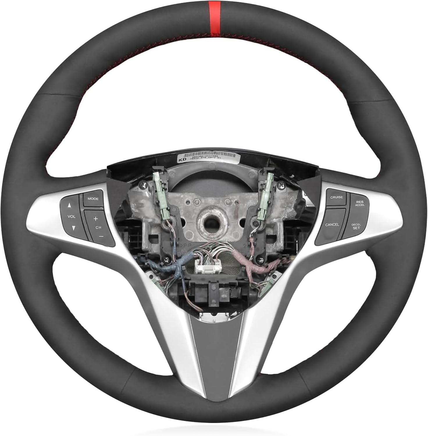 Genuine Leather Suede Steering Wheel Cover for Acura RDX 2007 2008 Accessories Car Black Interior Custom Fit Hand Stitched OEM DIY Parts