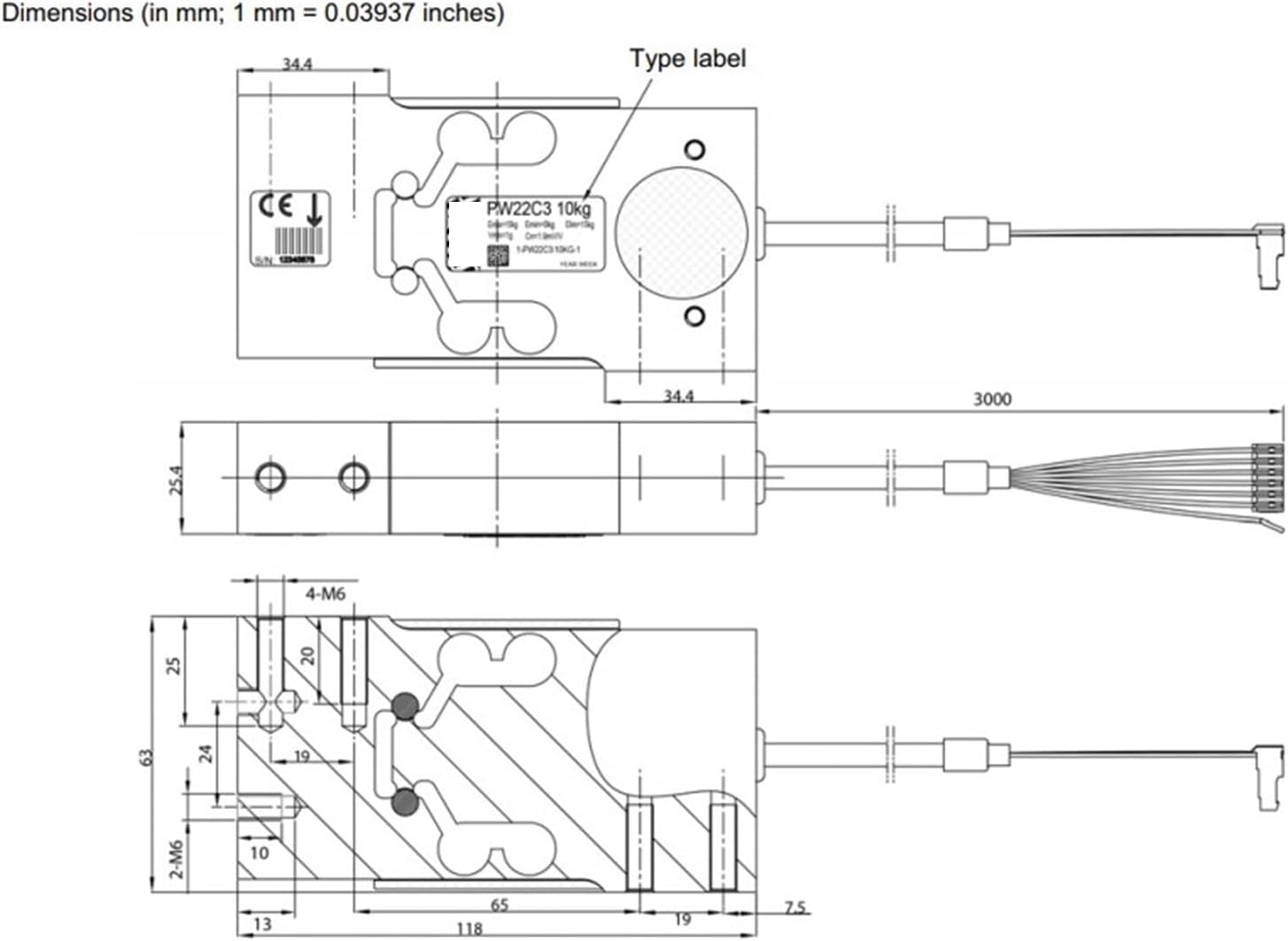 PW22C3MR Single-Point Load Cell Weight Sensor 6/10/20/30KG(10KG)