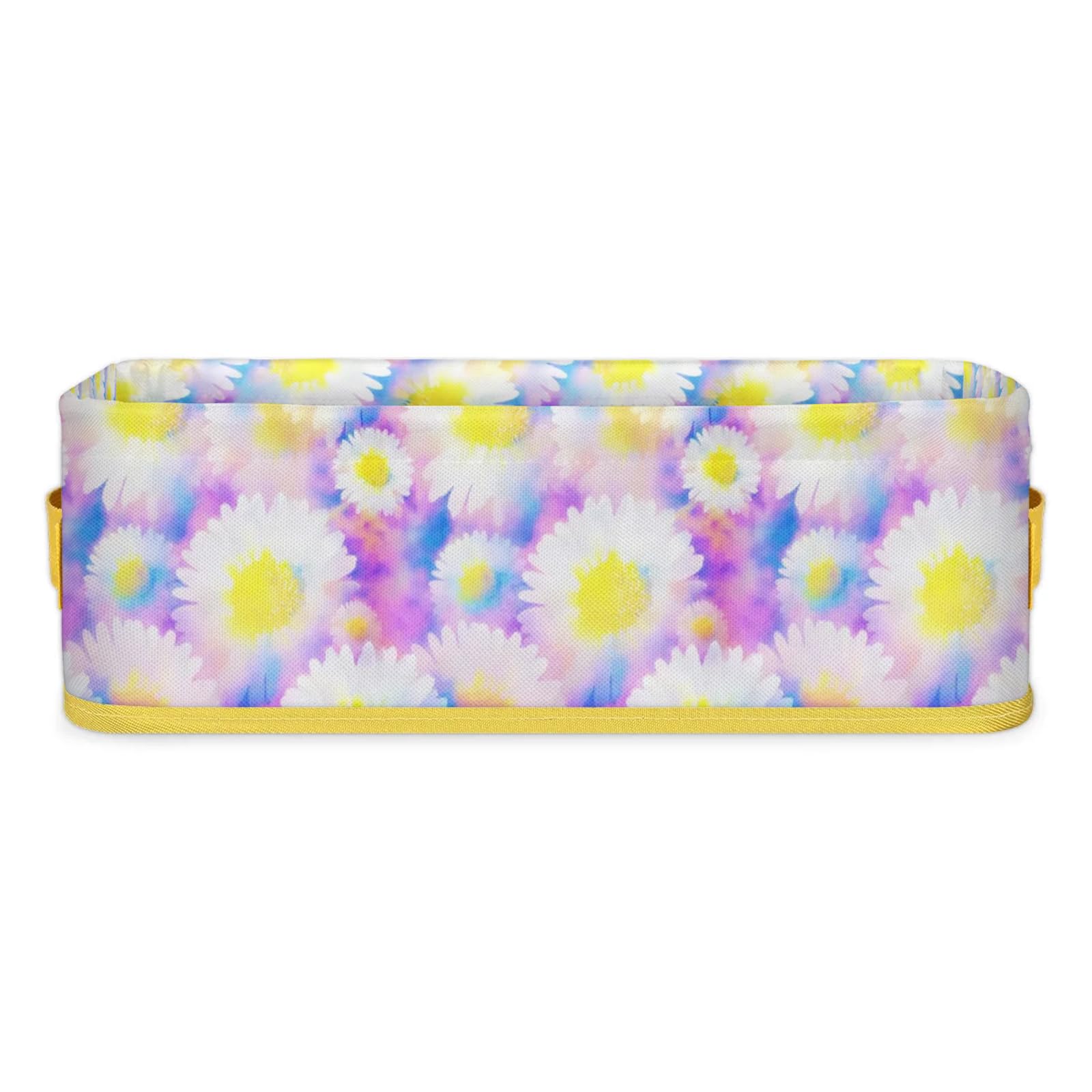 Lily Flower Pattern Bathroom Storage Basket Waterproof Foldable Storage Bins with Handles Decorative Toilet Paper Storage Basket for Organizing for House Bathroom Toiletries Set of 2