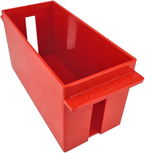 Bandeja de almacenamiento de plástico para monedas enrolladas de capacidad adicional, centavos, rojo (5 bandejas)