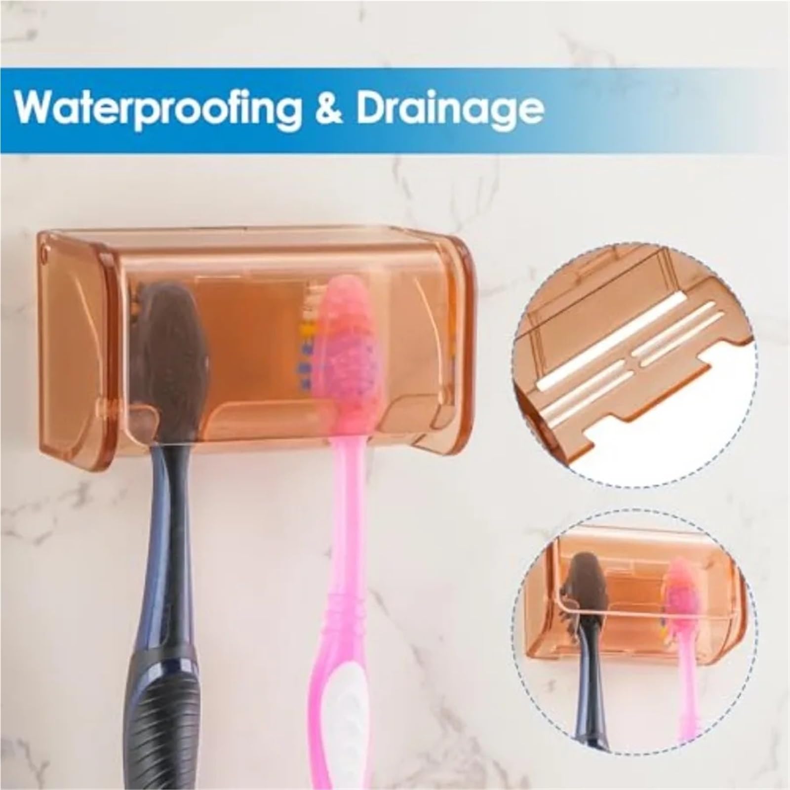 Porta Spazzolini Da Parete Portaspazzolino da parete con 2 slot | Con coperchio organizer autoadesivo for doccia da bagno