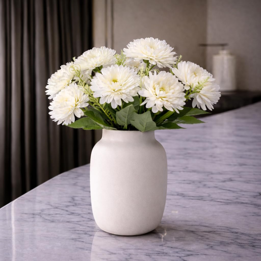 Art Street Artificial Flower Bunch| Silk White Hydrangea Flower for Home| Bedroom, Valentine Day, Living Room & Office Decoration, Set of 1 |11 Inch (Without Vase)-image-13