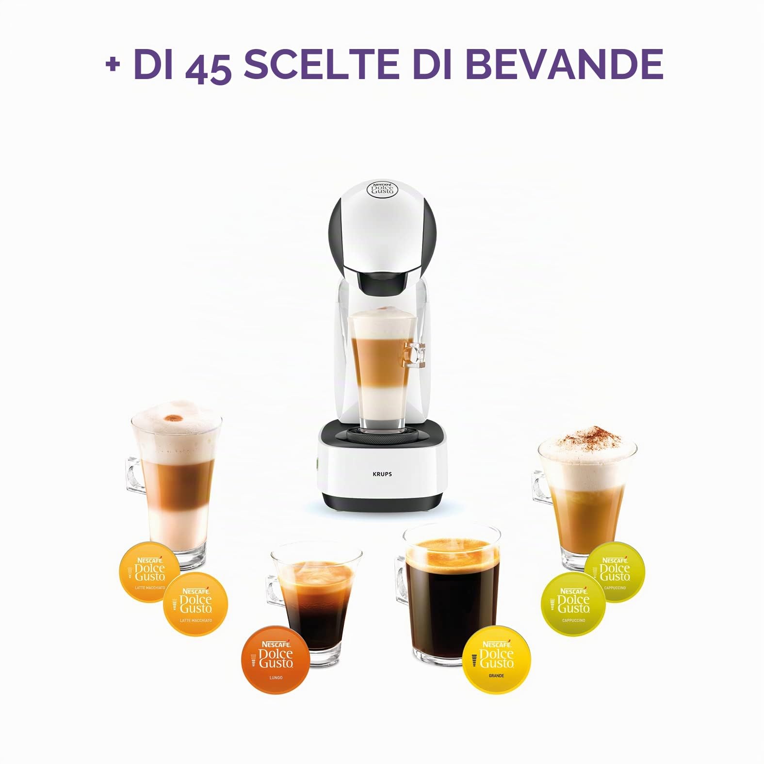 Krups infinissima macchina per caffè Nescafé Dolce Gusto, Bianco