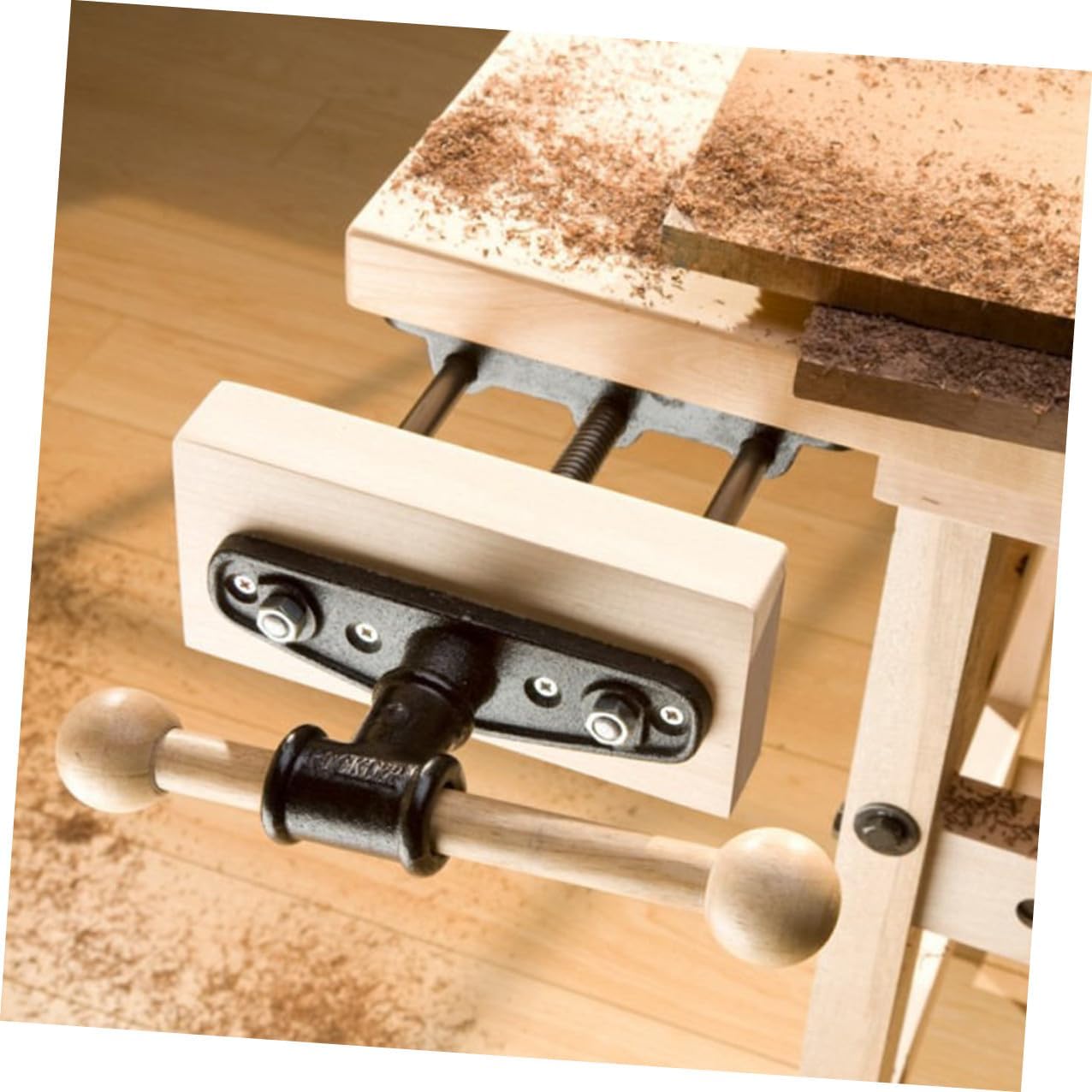 Woodworking Table Clamp 7-inch Light Bench Clamp with Dual Connecting Rods Woodworking Table Guide Rod and Household Workholding