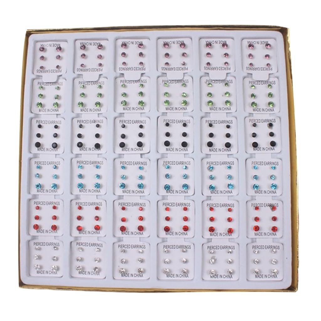 FANSWAN 108 Pairs Studs Earrings Fashionable Ear Jewelry Fashion Ear Studs Crystal Texture Suitable for Various Occasion