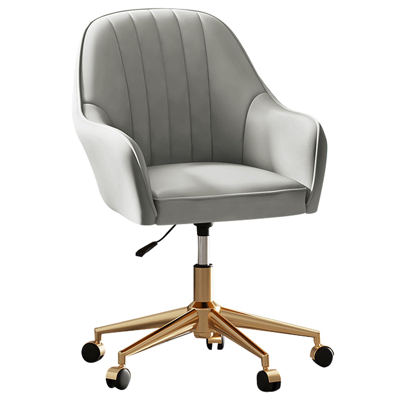 ErgonPU - Sedia da ufficio in pelle con ruote, elegante, girevole, per donne e ragazze, comoda sedia da lavoro grigia per casa e ufficio