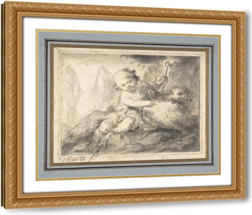 ArtDirect The Infant St. John the Baptist (1618–82) Custom Framed Art Print Giclee Print or Canvas Options with Various Sizes and Customization by Bartolomé Estebán Murillo