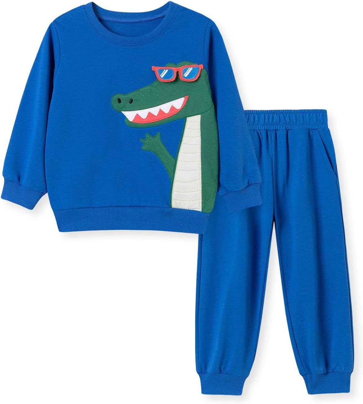 HILEELANG Toddler Boys Winter Clothes Set, 2-Piece Sweatshirt & Pants Long Sleeve Cotton Outfit for Fall Winter 2-7T